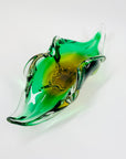 1960s SKLO UNION GREEN SOMMERSO GLASSES BOWL BY JOSEF HOSPODKA