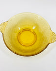 Midcentury laminated amber glass bowl with handles