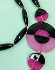 Rare groovy 1970s purple and black beaded necklace