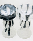Rare Space Age mouth blown white and black Murano glass vase