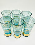 Midcentury tall teal gold gilding highball glasses
