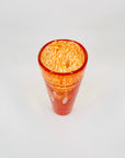 1980s orange mouth blown studio speckled art glass cylinder vase