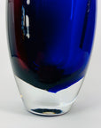 Retro Czech hand made cobalt blue purple sommerso glass bottle vase