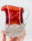 Antique ruby flashed glass with engraving
