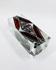 Extremely rare antique Art Deco black and ruby enamel rectangular glass vase by Karl Palda