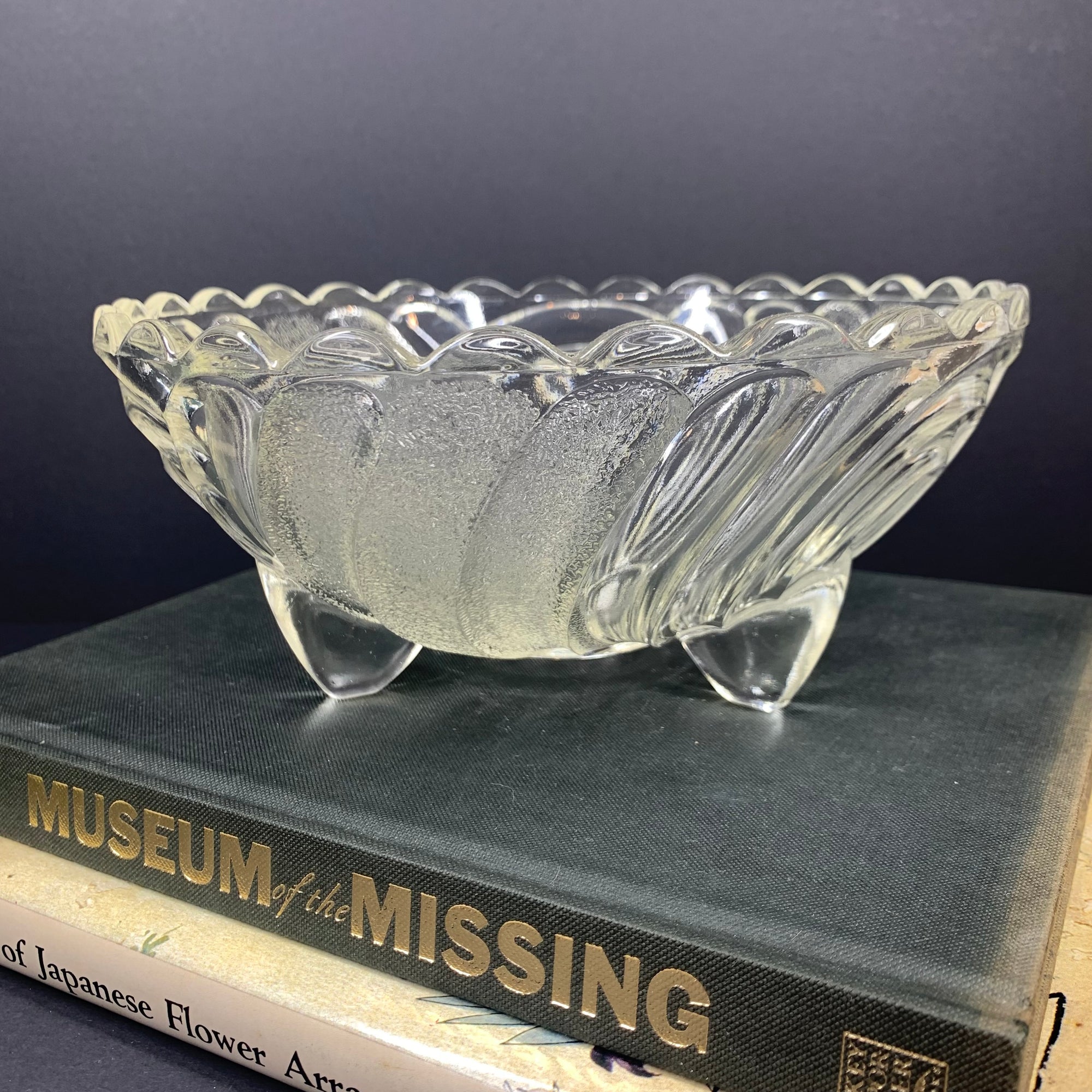 Antique Art Deco footed pressed glass salad/fruit bowl