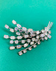 Extremely rare stunning 1940s costume floral brooch with clear rhinestones