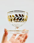 Rare Midcentury Tiffin dessert coupe with gold gilding leaves pattern