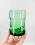 Rare Midcentury Italian green glass set with detachable leather sleeves