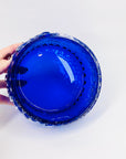 Midcentury Finnish cobalt blue glass bowl by Tamara Aladin with relief