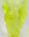 Art Deco reproduction of Lalique Bacchantes nymph vase nude car mascot in uranium glass