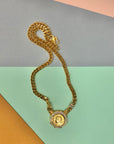1980s gold plated with Swarovski crystals pendant necklace