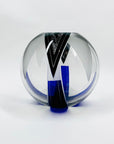 Antique Art Deco black and cobalt blue enamel globe glass posy vase by Karl Palda