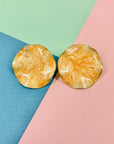 1970s Italian triple gold plated enamel button stud earrings