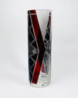 Extremely rare antique Art Deco part satin black and ruby enamel cylinder glass vase by Karl Palda