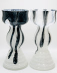 Rare Space Age mouth blown white and black Murano glass vase