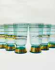 Midcentury tall teal gold gilding highball glasses