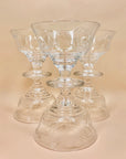 Vintage Stuart cut crystal champagne coupe with etched floral pattern