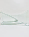 1980s vintage V metal frame glass sheet vase