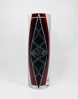 Extremely rare antique Art Deco part satin black and ruby enamel cylinder glass vase by Karl Palda