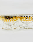 Rare Midcentury Tiffin dessert coupe with gold gilding leaves pattern