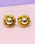 ANTIQUE GOLD GILT BUTTON EARRINGS