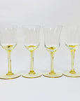 Rare Midcentury Bohemian amber flower twist liqueur glasses