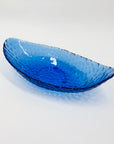 Midcentury fish scales textured cobalt blue boat bowl