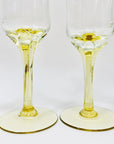 Rare Midcentury Bohemian amber flower twist liqueur glasses