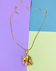 Vintage gold plated necklace with copper elephant pendant