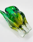 Extremely rare Midcentury Czech Chribska Glassworks green & yellow sommerso glass Cat’s Head vase by Josef Hospodka