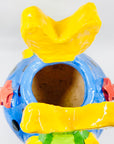 One off 1980s experimental studio abstract fish pottery vase