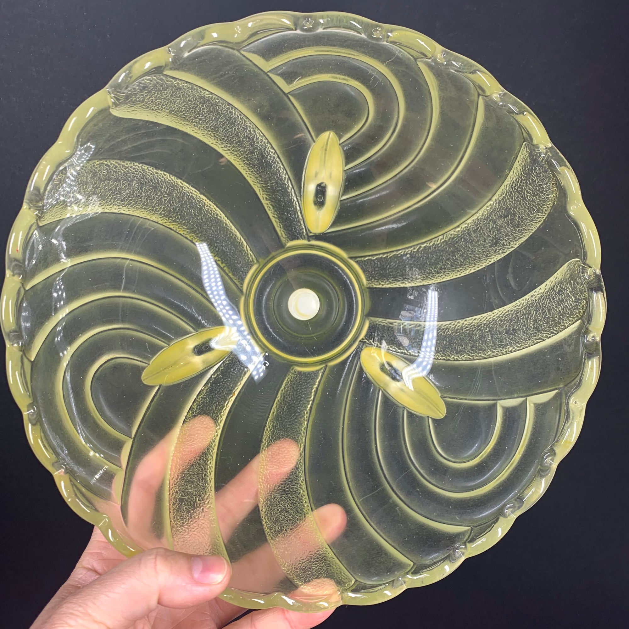 Antique Art Deco footed pressed glass salad/fruit bowl