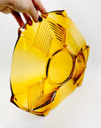 Extremely rare antique Art Deco pressed amber Depression glass platter with divider