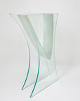 1980s vintage V metal frame glass sheet vase