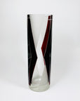 Extremely rare antique Art Deco part satin black and ruby enamel cylinder glass vase by Karl Palda