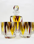 Extremely extremely rare antique Art Deco ruby & gold enamel glass decanter set by Karl Palda
