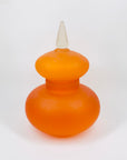 Extremely rare Midcentury Italian orange satin glass canister with minaret lid