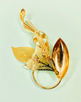 1970s flower brooch with center rhinestone