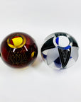 Antique Art Deco black and cobalt blue enamel globe glass posy vase by Karl Palda