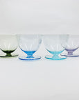 Rare Midcentury hand etched harlequin coupe/dessert glasses