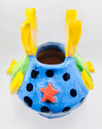 One off 1980s experimental studio abstract fish pottery vase