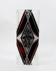 Extremely rare antique Art Deco black and ruby enamel rectangular glass vase by Karl Palda