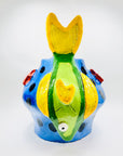 One off 1980s experimental studio abstract fish pottery vase