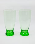 Antique green Depression glass water highball glasses