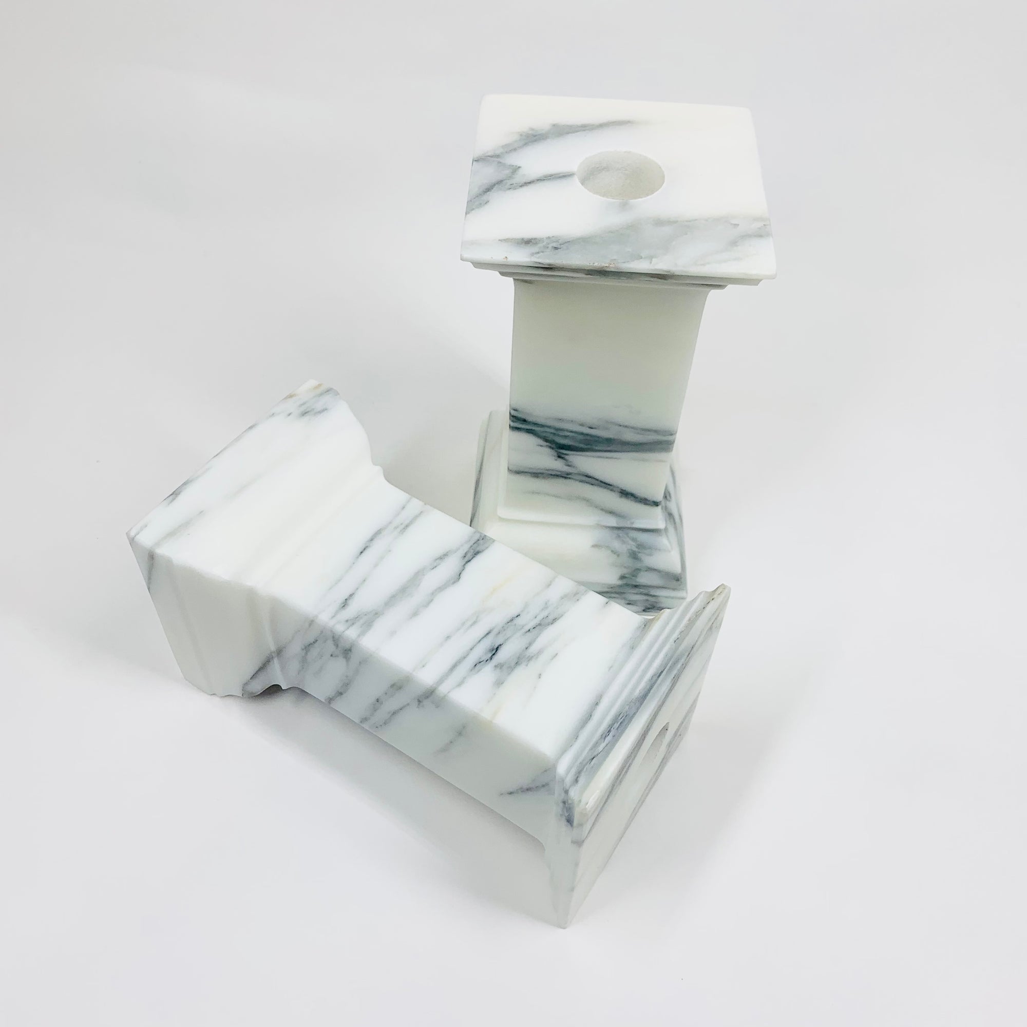 Antique Art Deco solid marble candle holders