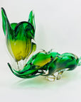 Extremely rare Midcentury Czech Chribska Glassworks green & yellow sommerso glass Cat’s Head vase by Josef Hospodka