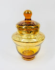 Antique Bohemian amber glass tea set with gold gilding