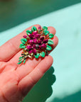 1950s Italian enamel flower bouquet brooch/earrings