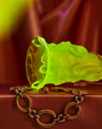Art Deco reproduction of Lalique Bacchantes nymph vase nude car mascot in uranium glass